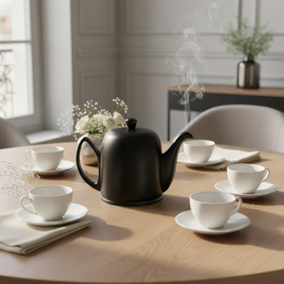Black Teapot Degrenne  with Black Lid in a Parisian apartment