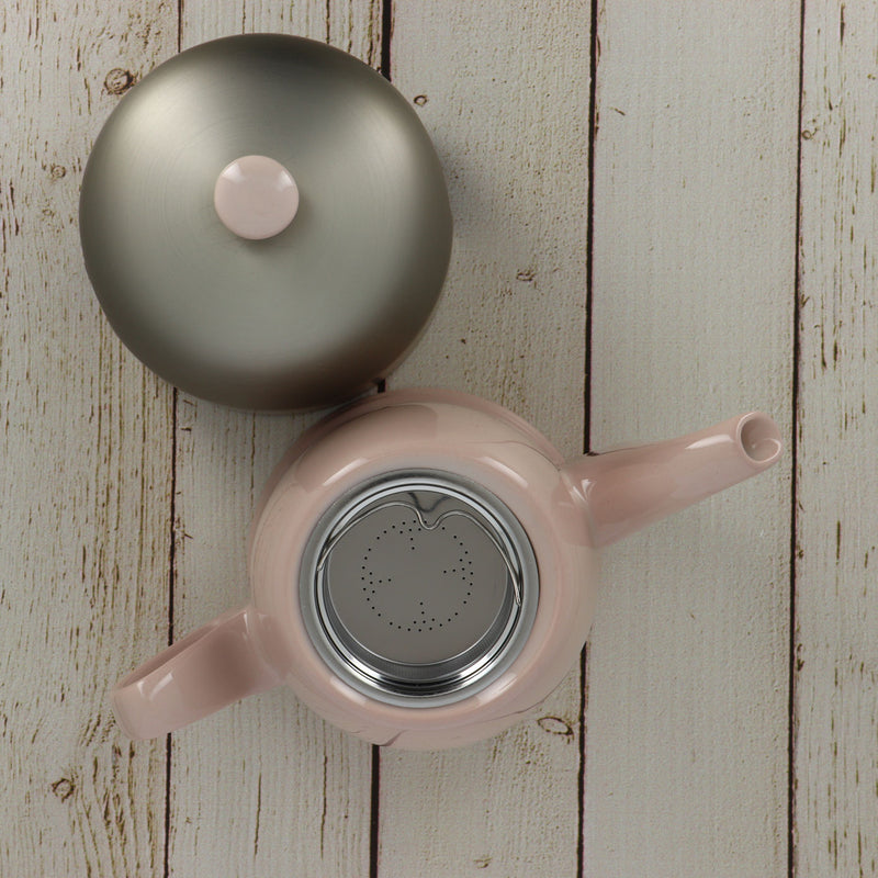 Teapot pink zinc aluminium Lid 6 cups