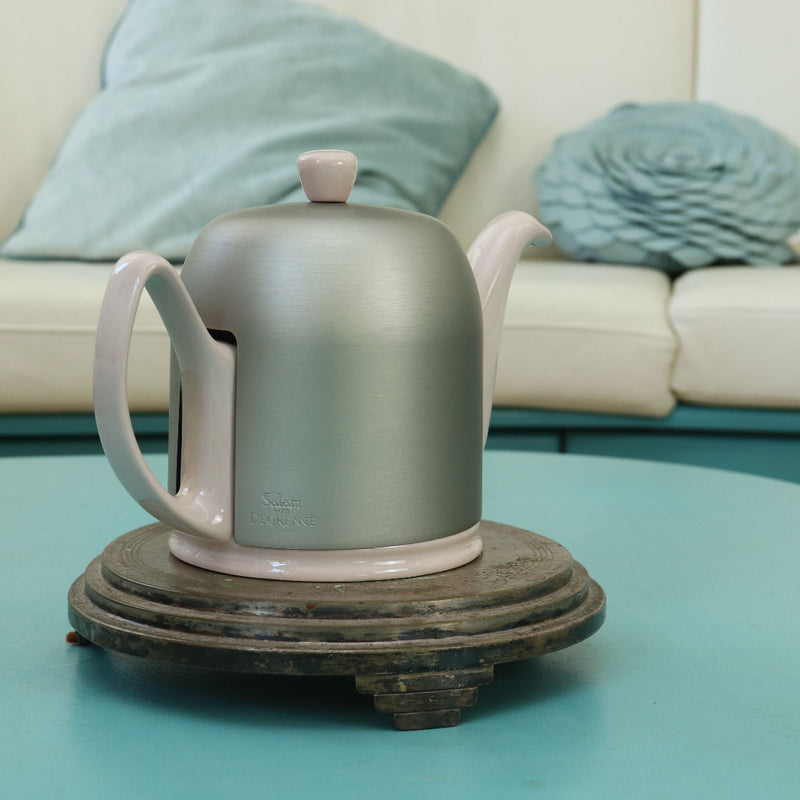 Teapot pink zinc aluminium Lid 6 cups