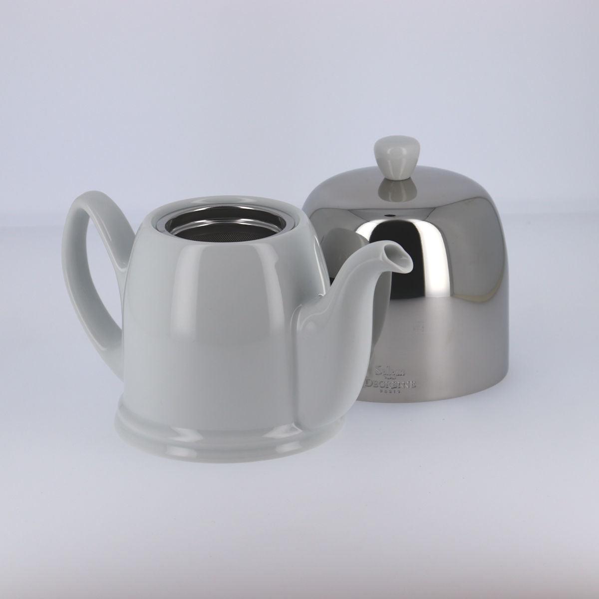 Degrenne Salam Teapot – 4-Cup Model, White Porcelain and Mirror Lid