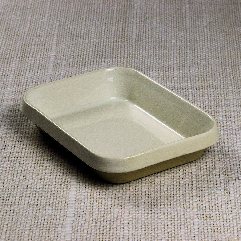 Rechthoekige witte terracotta schaal 23x18x4,5cm