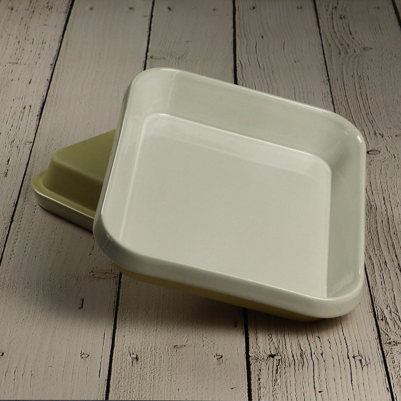 Rectangular white terracotta dish 31x26cm - Manufacture de Digoin
