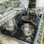 Cristel Fryingpans set and Cristel Saucepans set in a French Kitchen