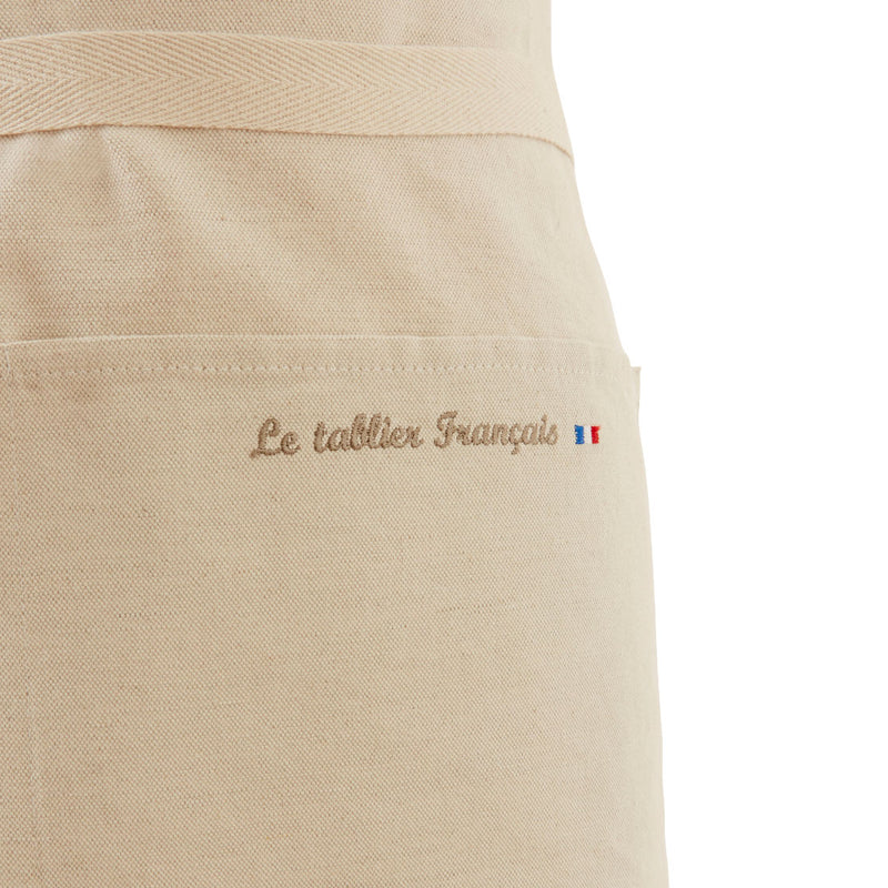 Charvet Edition Coton and Linen Apron LE TABLIER Français White Background Zoomed