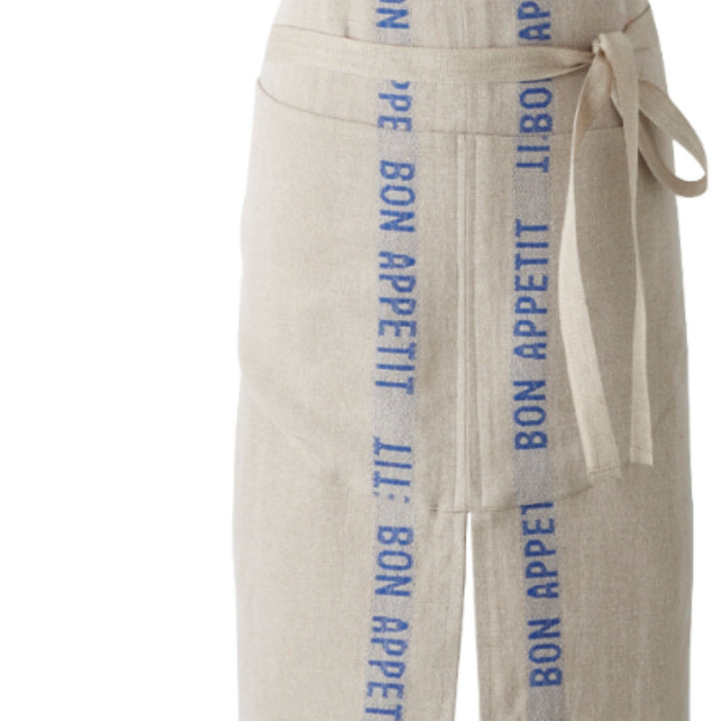 Charvet Edition Linen Apron BON APPETIT White Background Zoomed