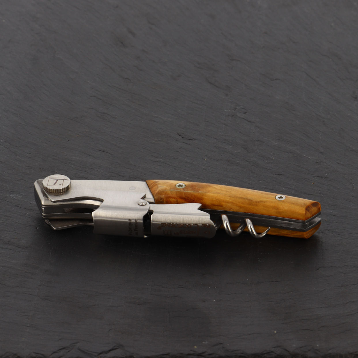Corkscrew olive wood handle 2 levels