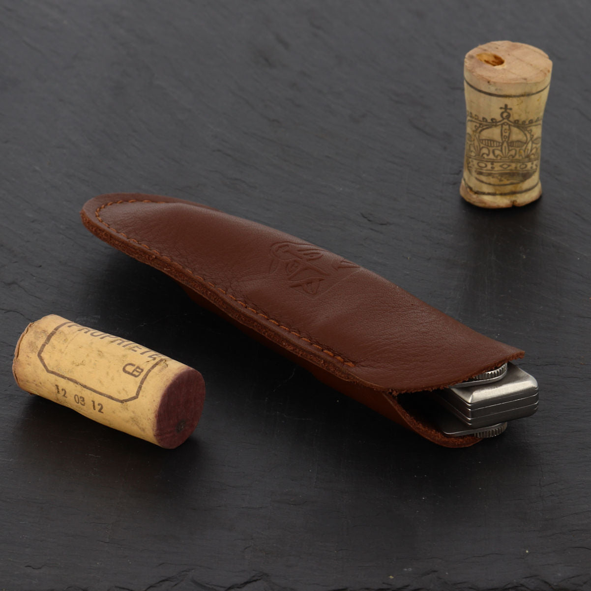wolf logo leather protection case