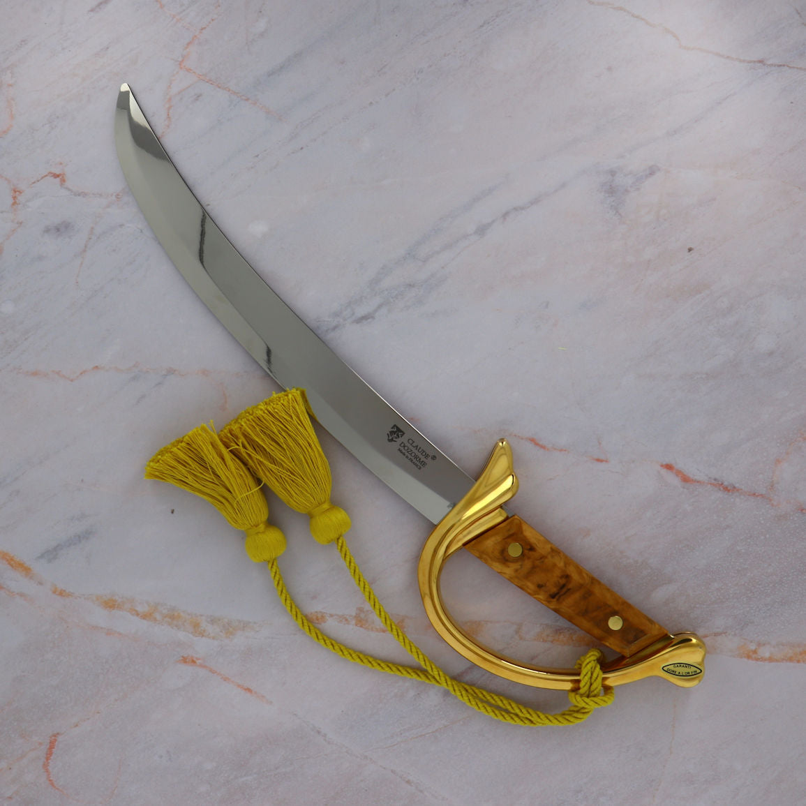 Napoleon champagne opener with olive wood handle on display stand - Claude Dozorme