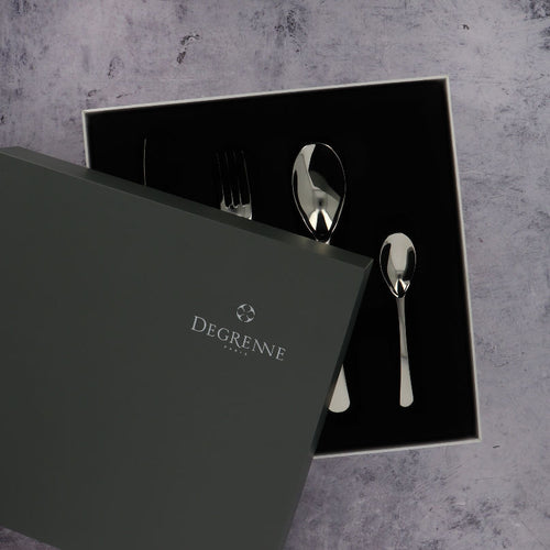 Degrenne 24 pieces grey box solid handle