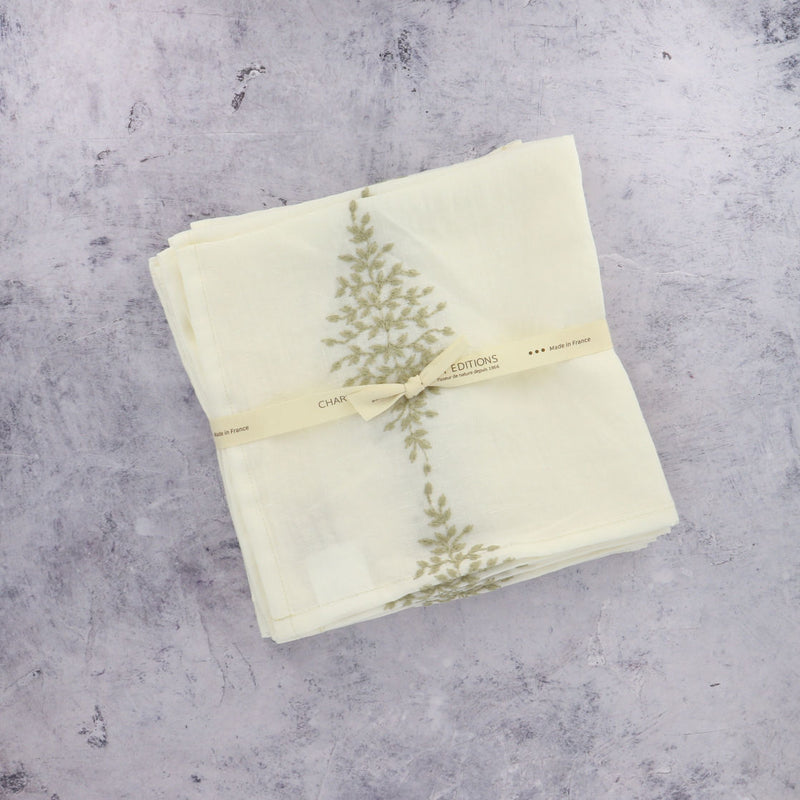 Charvet Edition Embroidered Napkins White on Concrate