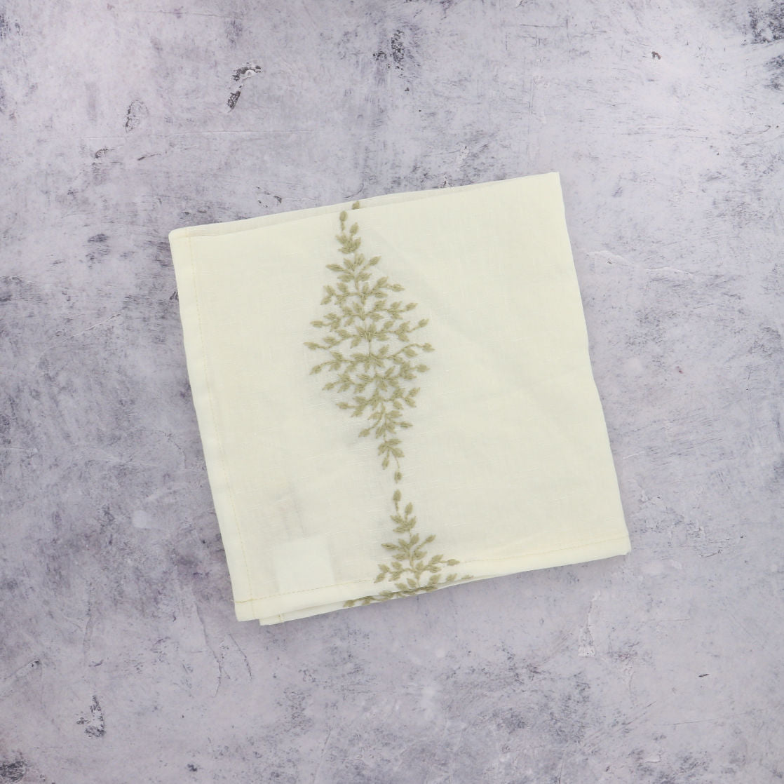 Charvet Edition Embroidered Napkins White on Concrate