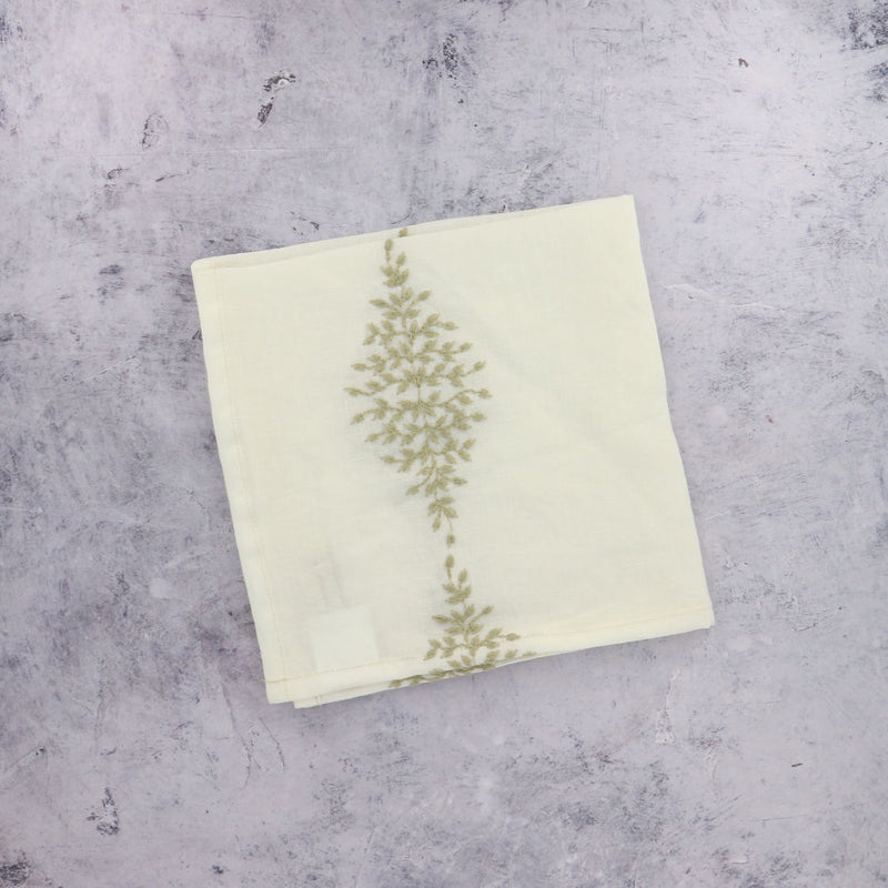 Charvet Edition Embroidered Napkins White on Concrate