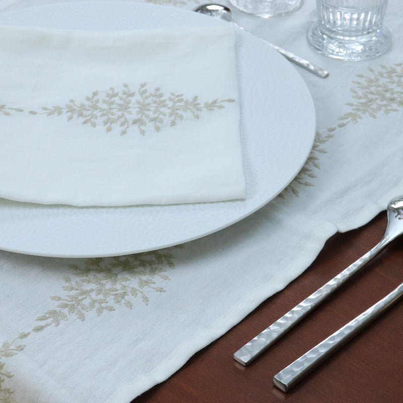 6 geborduurde servetten Wit 90% linnen | 10% polyester
