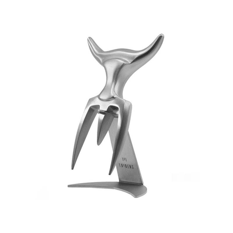 Brushed tridens and its stainless Steel base White Background