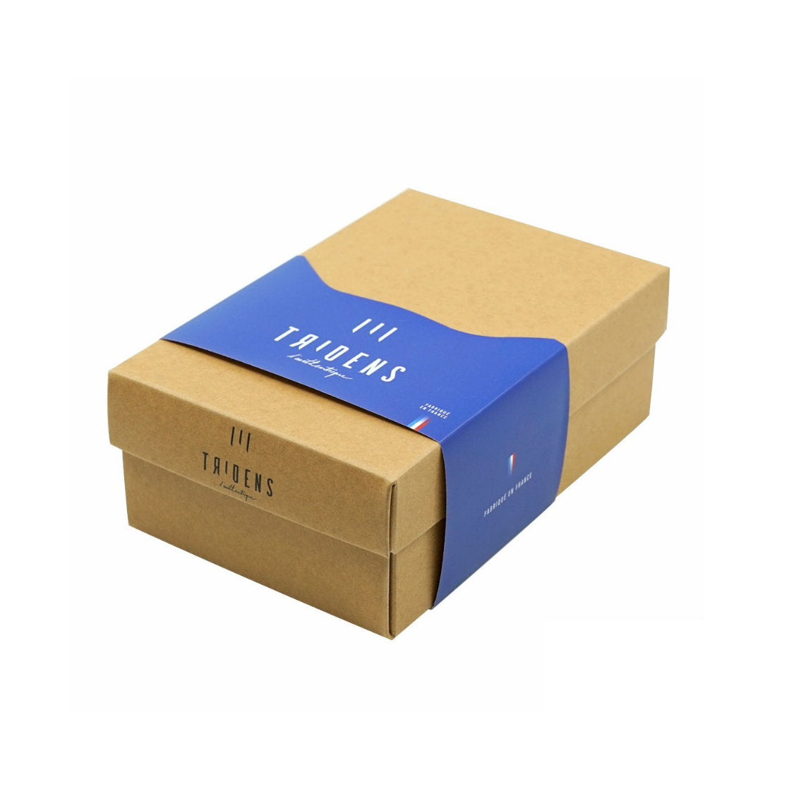 Brushed tridens and its stainless Steel base Closed Box on a white background