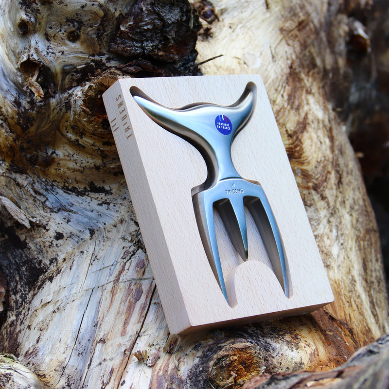 Brushed tridens coffret with beech base - Tridens